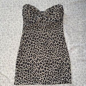 SHEIN Strapless Leopard Print Dress